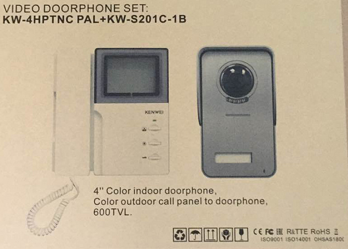 Video Doorphone Set, Model: KW-4HPTNC PAL+KW-S201C-1B